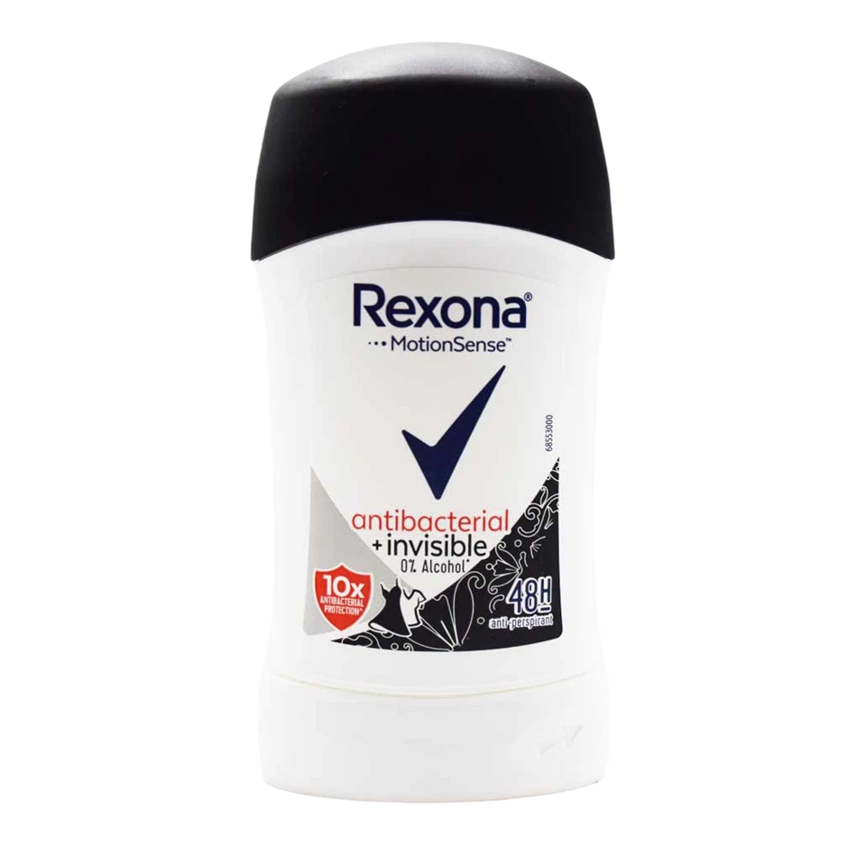 01-1 (2) مام استیکی رکسونا زنانه رایحه ضدباکتری و نامرئی Rexona antibacterial + invisible وزن 40 گرم - تصویر 1