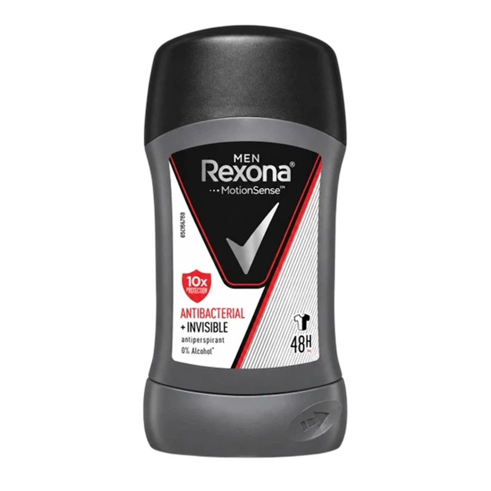 1-13 (3) مام استیکی رکسونا مردانه رایحه ضدباکتری و نامرئی Rexona ANTIBACTERIAL + INVISIBLE وزن 40 گرم - تصویر 1