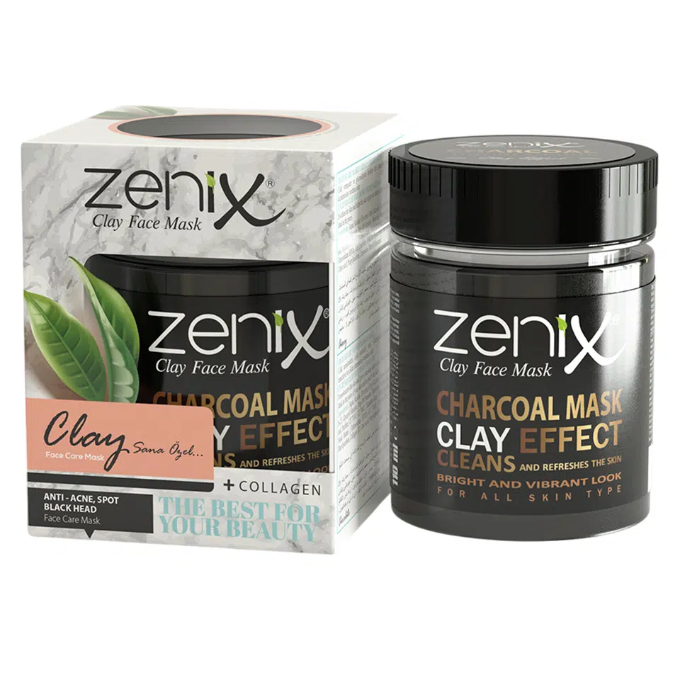 1-3 (5) ماسک صورت خاک رس سری طبیعی مشکی زنیکس zenix clay mask natural series black وزن 190 گرم - تصویر 1