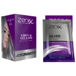 شامپو مو مدل سیلور برای موهای خاکستری و سفید ساشه‌ای زنیکس zenix hair care shampoo silver for grey and white hair sachets حجم 30 میلی لیتر
