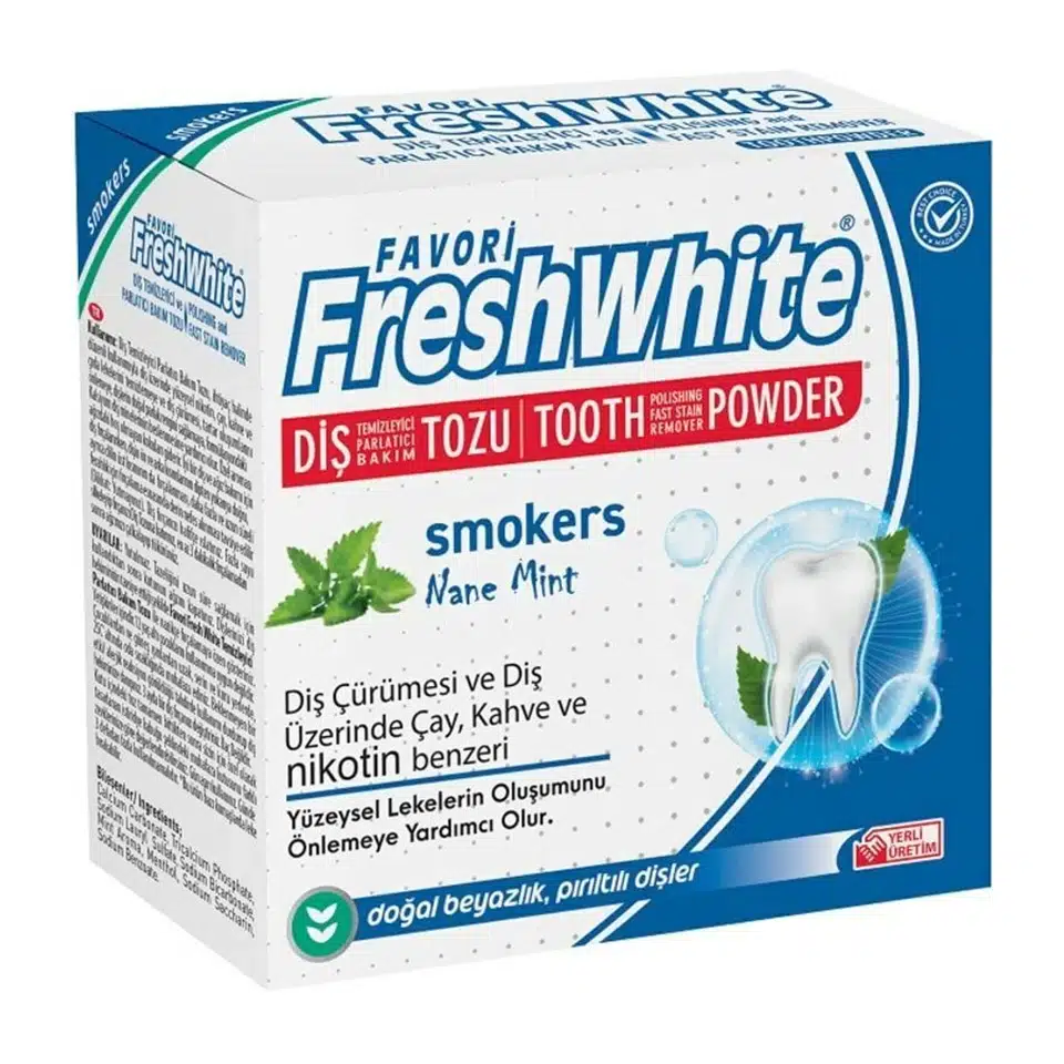 IMG_3724 پودر سفید کننده و جرمگیر دندان مخصوص افراد سیگاری فرش وایت طعم نعنا Fresh White TOOTH POWDER smokers mint - تصویر 1