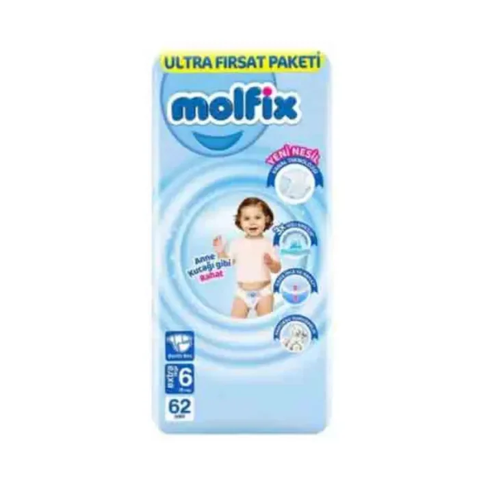 molfix-6-62-700x700 پوشک بچه مولفیکس ترکیه شماره 6 تعداد 62 تایی-molfix - تصویر 1